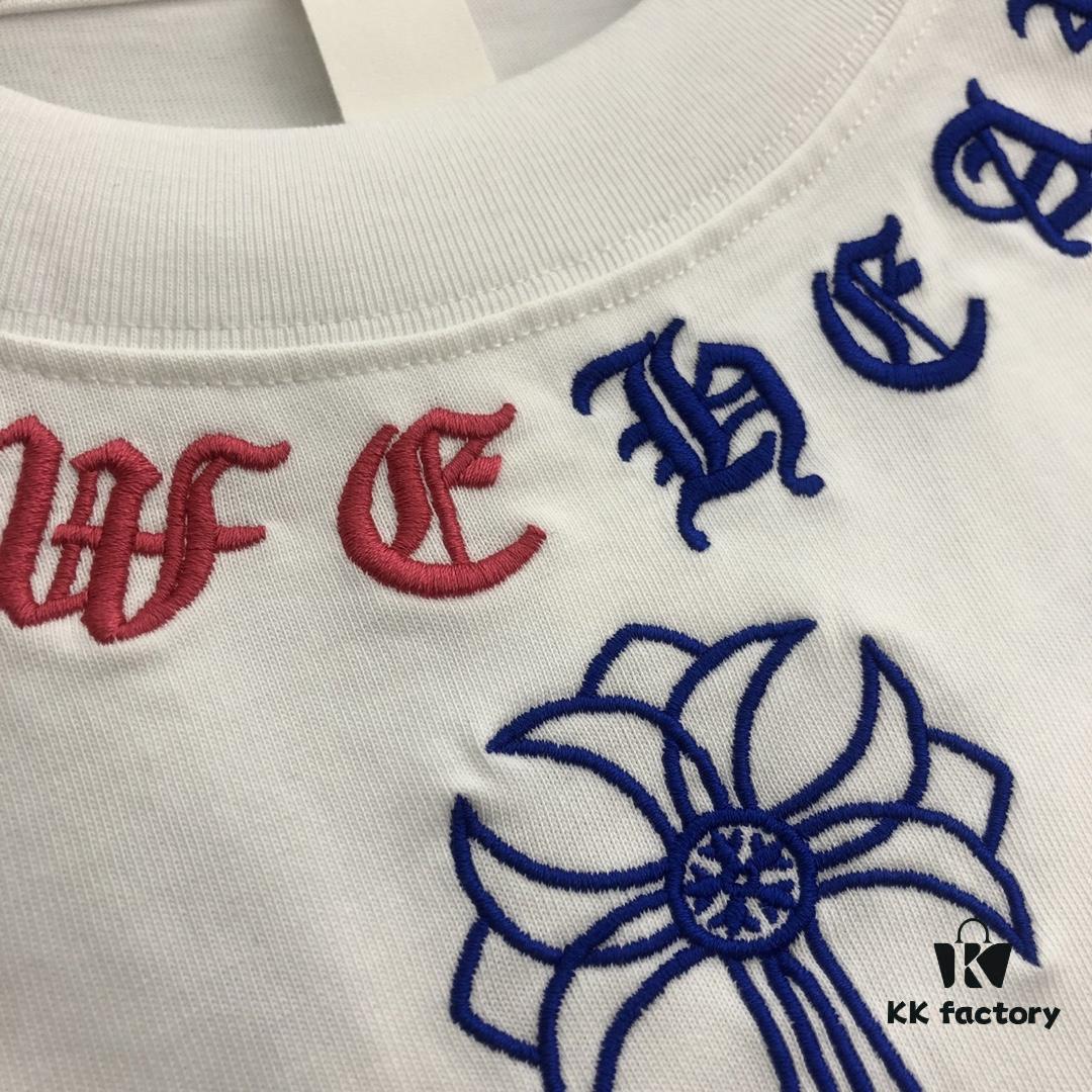 Chrome Hearts 2025 New Embroidered Graffiti Print Short Sleeve T-Shirt △ Original Fabric △ High Version △ Premium Quality Influencer & Celebrity Style △ 320g Garment Washed △ Horse Hoof Cross Embroidery and Graffiti Printing △ Fully Matchable and Stylish △ Complete Triple Label △ Unisex Design △ Must-Have for Everyone