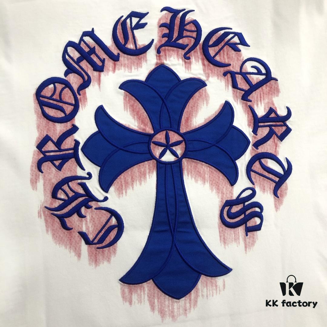 Chrome Hearts 2025 New Embroidered Graffiti Print Short Sleeve T-Shirt △ Original Fabric △ High Version △ Premium Quality Influencer & Celebrity Style △ 320g Garment Washed △ Horse Hoof Cross Embroidery and Graffiti Printing △ Fully Matchable and Stylish △ Complete Triple Label △ Unisex Design △ Must-Have for Everyone