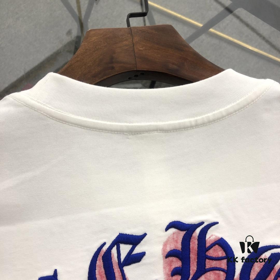 Chrome Hearts 2025 New Embroidered Graffiti Print Short Sleeve T-Shirt △ Original Fabric △ High Version △ Premium Quality Influencer & Celebrity Style △ 320g Garment Washed △ Horse Hoof Cross Embroidery and Graffiti Printing △ Fully Matchable and Stylish △ Complete Triple Label △ Unisex Design △ Must-Have for Everyone