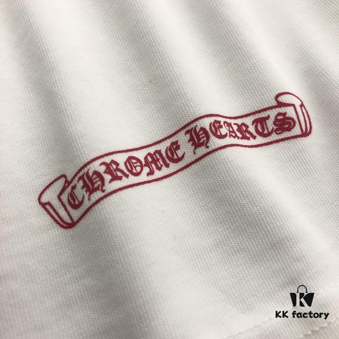 Chrome Hearts 2025 New Embroidered Graffiti Print Short Sleeve T-Shirt △ Original Fabric △ High Version △ Premium Quality Influencer & Celebrity Style △ 320g Garment Washed △ Horse Hoof Cross Embroidery and Graffiti Printing △ Fully Matchable and Stylish △ Complete Triple Label △ Unisex Design △ Must-Have for Everyone