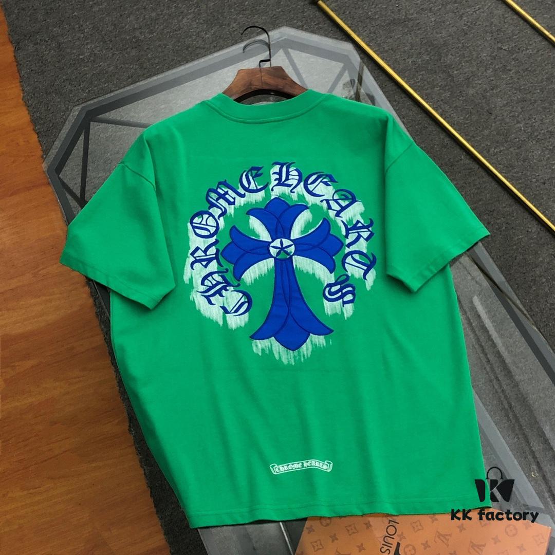 Chrome Hearts 2025 New Embroidered Graffiti Print Short Sleeve T-Shirt △ Original Fabric △ High Version △ Premium Quality Influencer & Celebrity Style △ 320g Garment Washed △ Horse Hoof Cross Embroidery and Graffiti Printing △ Fully Matchable and Stylish △ Complete Three Labels △ Unisex Design △ Must-Have Essential