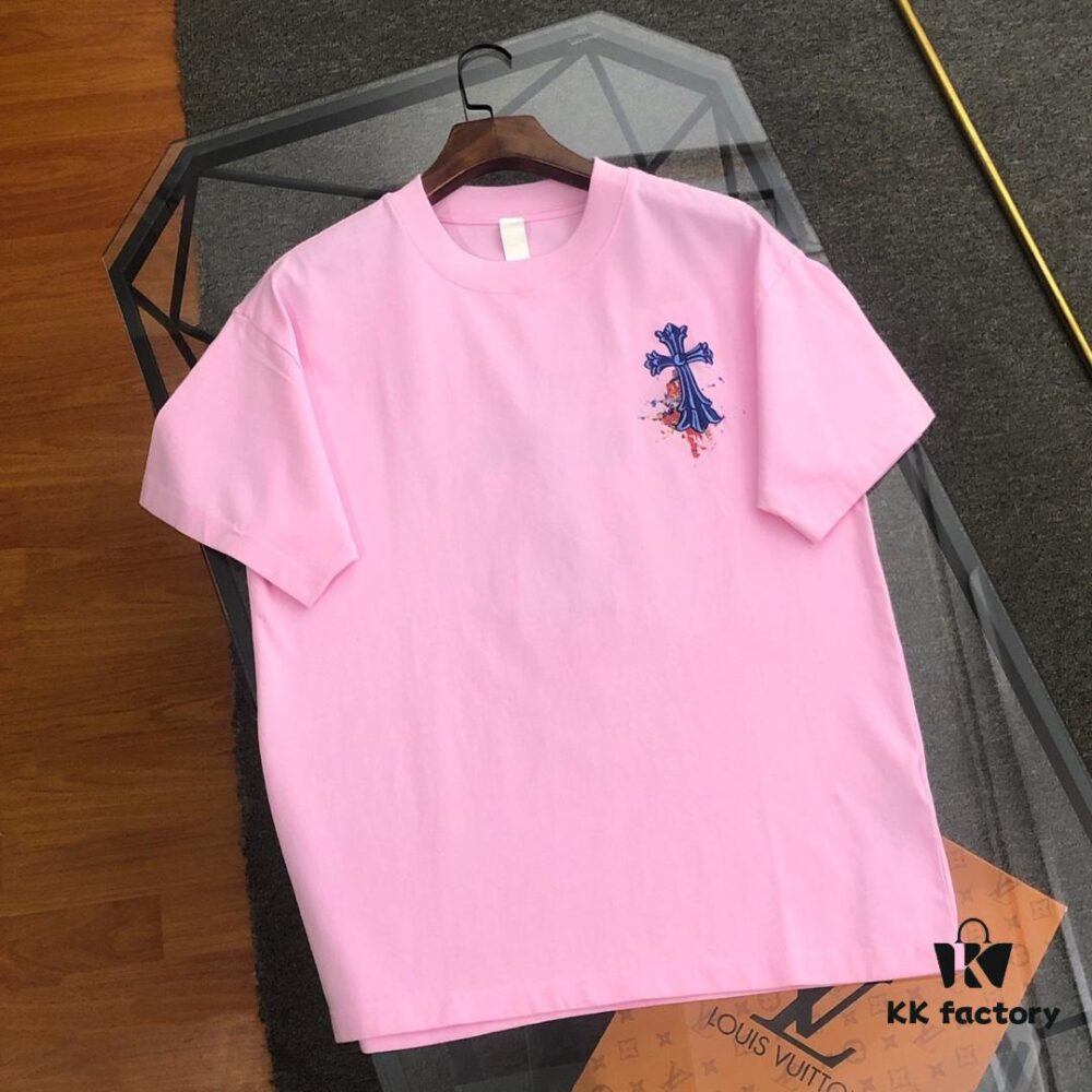 Chrome Hearts 2025 New Embroidered Graffiti Print Short Sleeve T-Shirt △ Original Fabric △ High Version △ Premium Quality Influencer and Celebrity Style △ 320g Garment Washed △ Horsehoof Cross Embroidery and Graffiti Printing △ Extremely Versatile and Stylish △ Complete Three Labels △ Unisex Must-Have Style