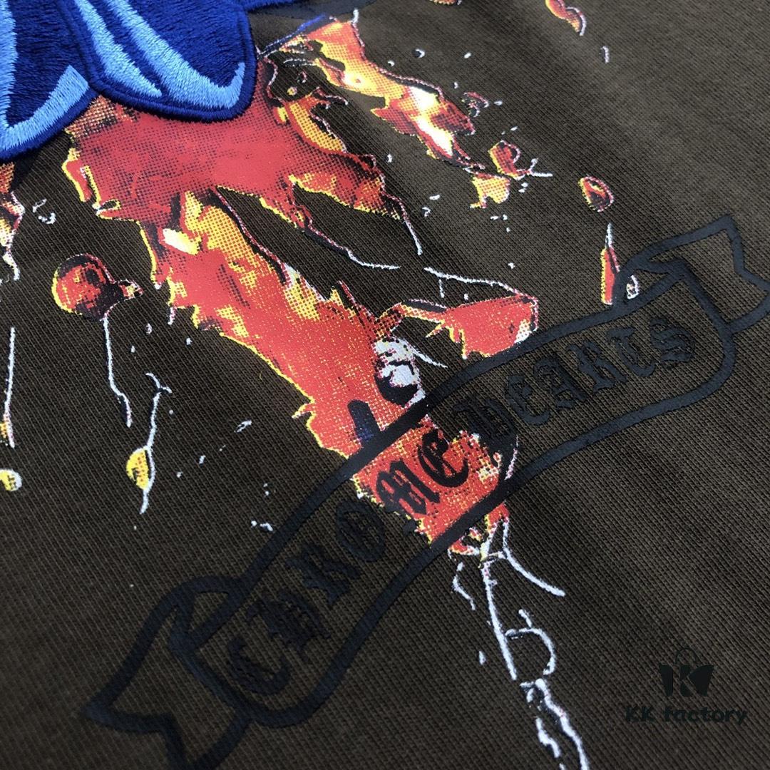 Chrome Hearts 2025 New Embroidered Graffiti Print Short Sleeve T-Shirt △ Original Fabric △ High Version △ Premium Quality Influencer and Celebrity Style △ 320g Garment Washed △ Horse Hoof Cross Embroidery and Graffiti Printing △ Extremely Versatile and Stylish △ Full Triple Label △ Unisex Essential