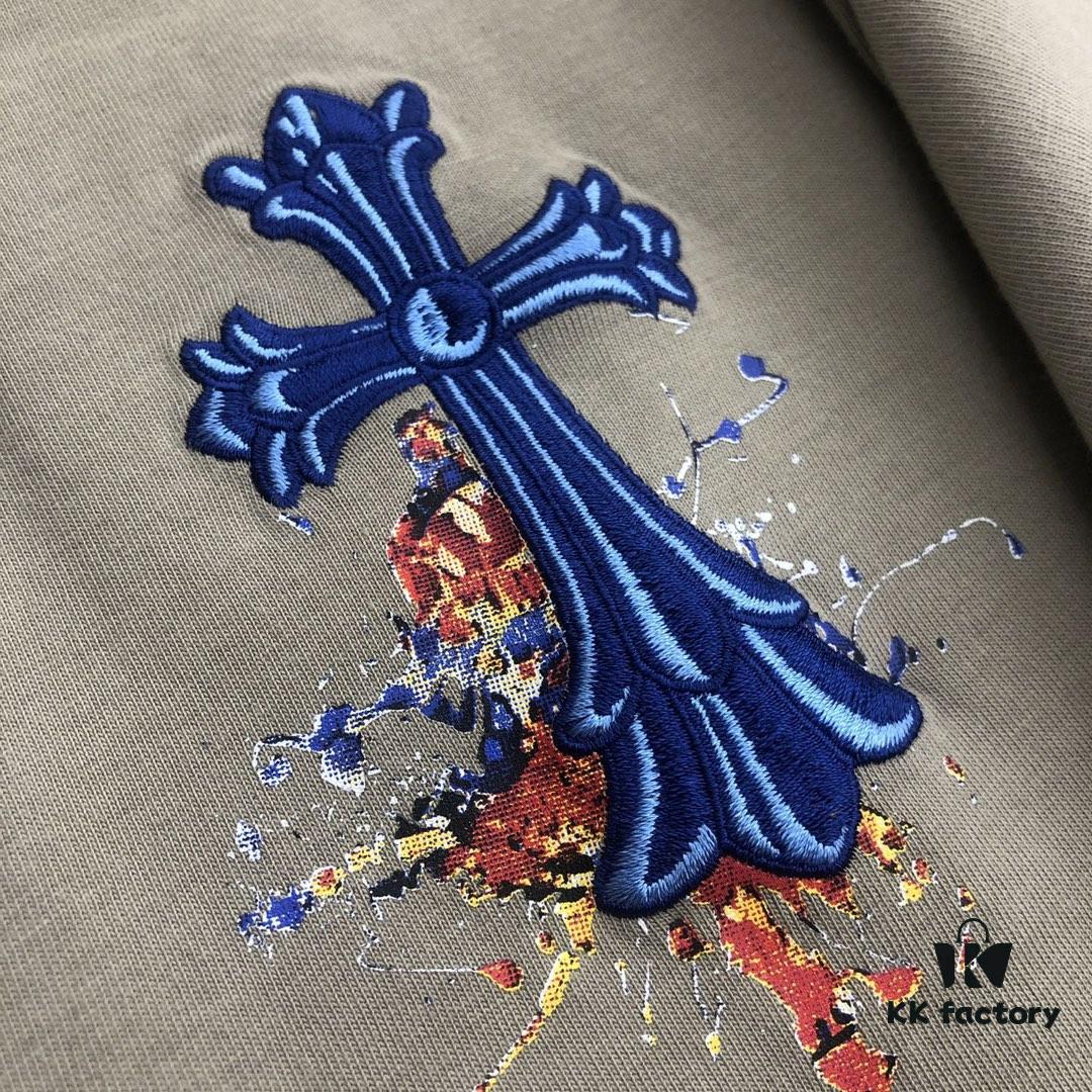 Chrome Hearts 2025 New Embroidered Graffiti Print Short Sleeve T-Shirt △ Original Fabric △ High Version △ High-Quality Celebrity and Influencer Style 320g Garment Washed Embroidered Horse Hoof Cross Graffiti Craft Horse Hoof Cross Print A Super Versatile and Stylish Short Sleeve Top Complete with Three Labels Unisex Essential for Everyone