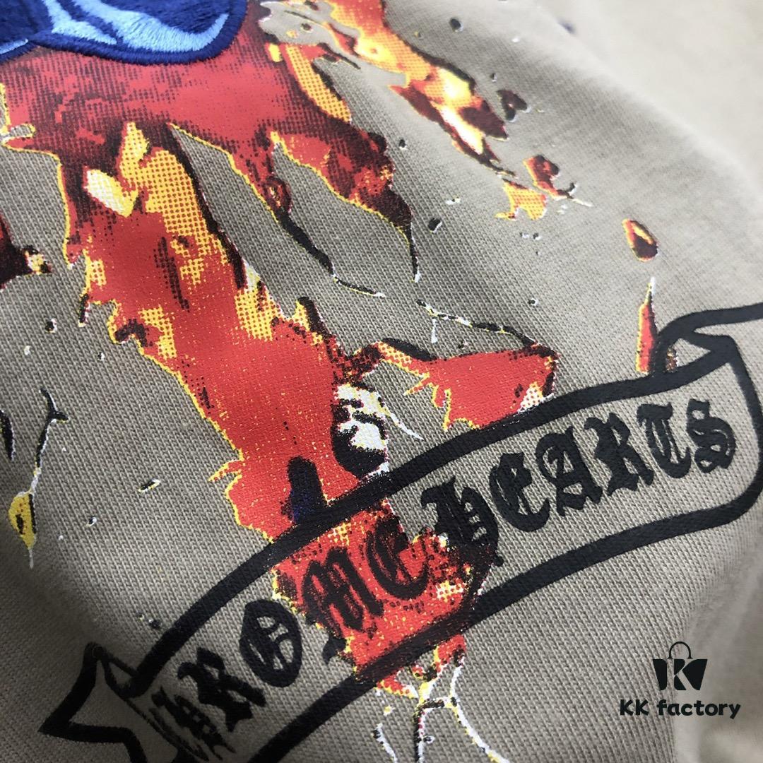 Chrome Hearts 2025 New Embroidered Graffiti Print Short Sleeve T-Shirt △ Original Fabric △ High Version △ High-Quality Celebrity and Influencer Style 320g Garment Washed Embroidered Horse Hoof Cross Graffiti Craft Horse Hoof Cross Print A Super Versatile and Stylish Short Sleeve Top Complete with Three Labels Unisex Essential for Everyone