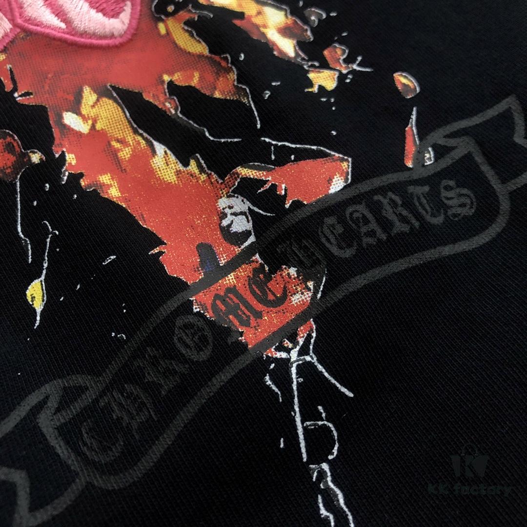 Chrome Hearts 2025 New Embroidered Graffiti Print Short Sleeve T-Shirt △ Original Fabric △ High-Version △ Premium Quality Influencer & Celebrity Style 320g Garment Washed Embroidered Horseshoe Cross Graffiti Craft Horseshoe Cross Print Unisex Versatile Must-Have Tee with Full Triple Labels