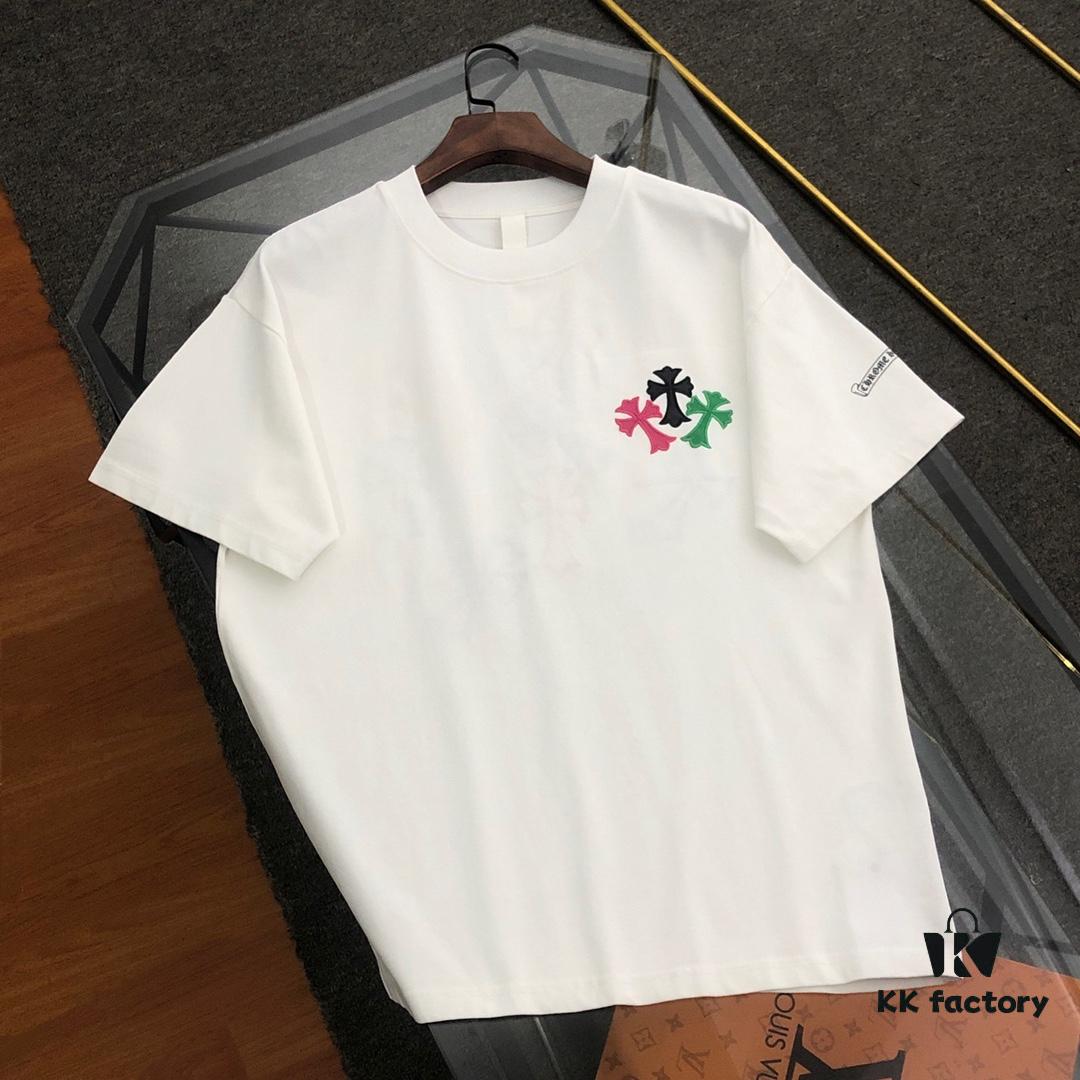 Chrome Hearts 2025 New Embroidered Graffiti Print Short Sleeve T-Shirt △ Original Fabric △ High Version △ Premium Quality Influencer and Celebrity Style 320g Garment-Washed Embroidered Horsehoof Cross Graffiti Craft Popular Unisex Tee Complete with Triple Labels Must-Have Fashion Staple