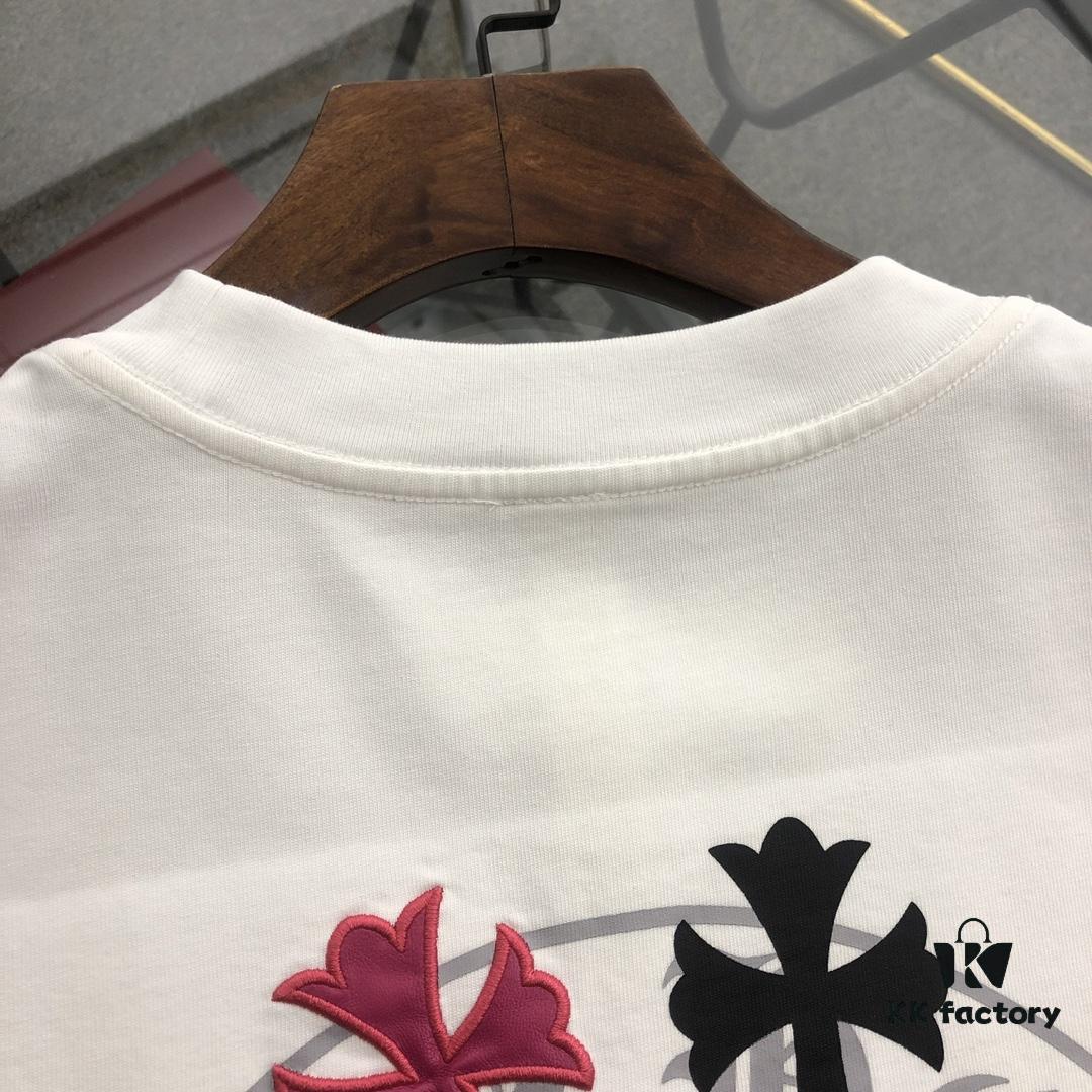 Chrome Hearts 2025 New Embroidered Graffiti Print Short Sleeve T-Shirt △ Original Fabric △ High Version △ Premium Quality Influencer and Celebrity Style 320g Garment-Washed Embroidered Horsehoof Cross Graffiti Craft Popular Unisex Tee Complete with Triple Labels Must-Have Fashion Staple