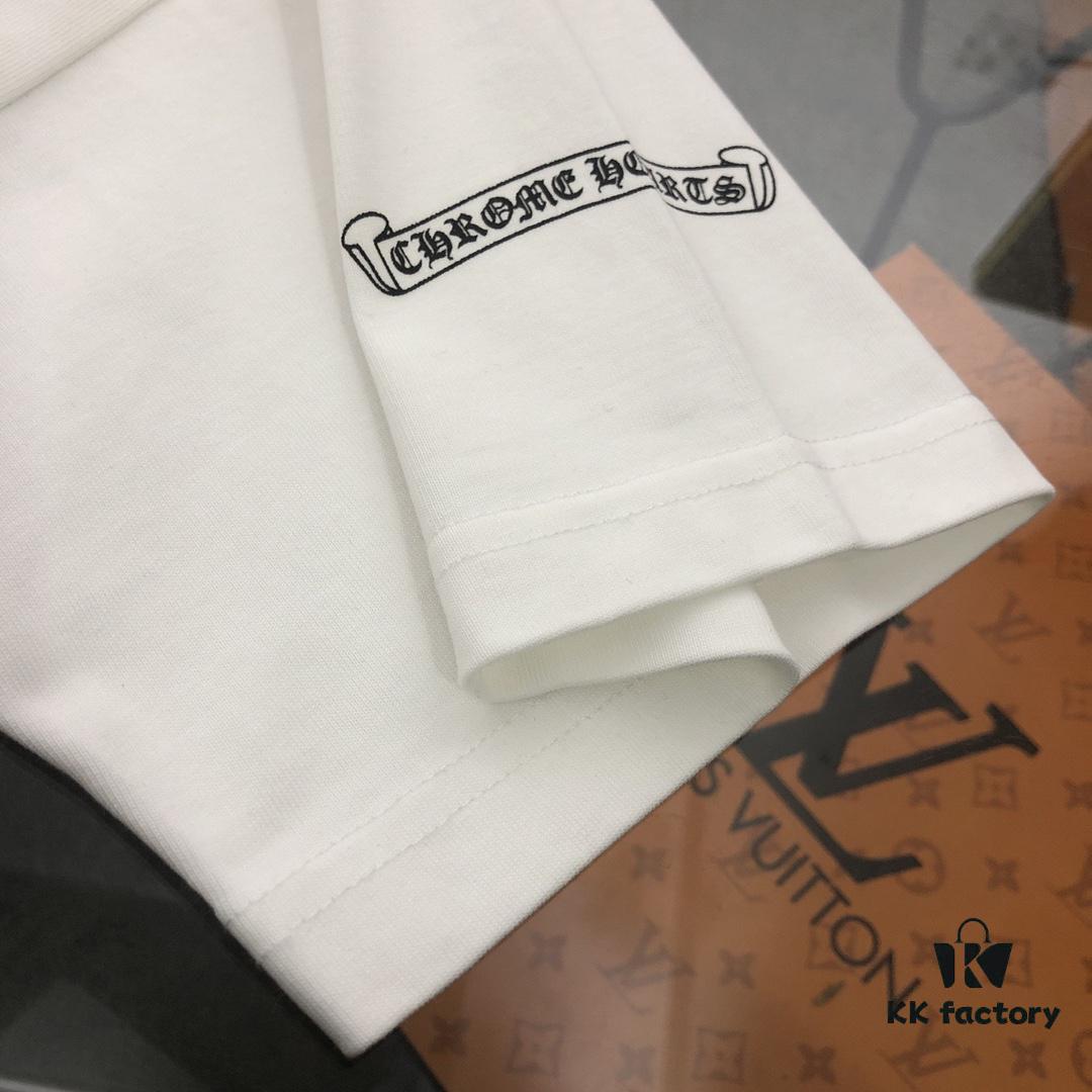 Chrome Hearts 2025 New Embroidered Graffiti Print Short Sleeve T-Shirt △ Original Fabric △ High Version △ Premium Quality Influencer and Celebrity Style 320g Garment-Washed Embroidered Horsehoof Cross Graffiti Craft Popular Unisex Tee Complete with Triple Labels Must-Have Fashion Staple