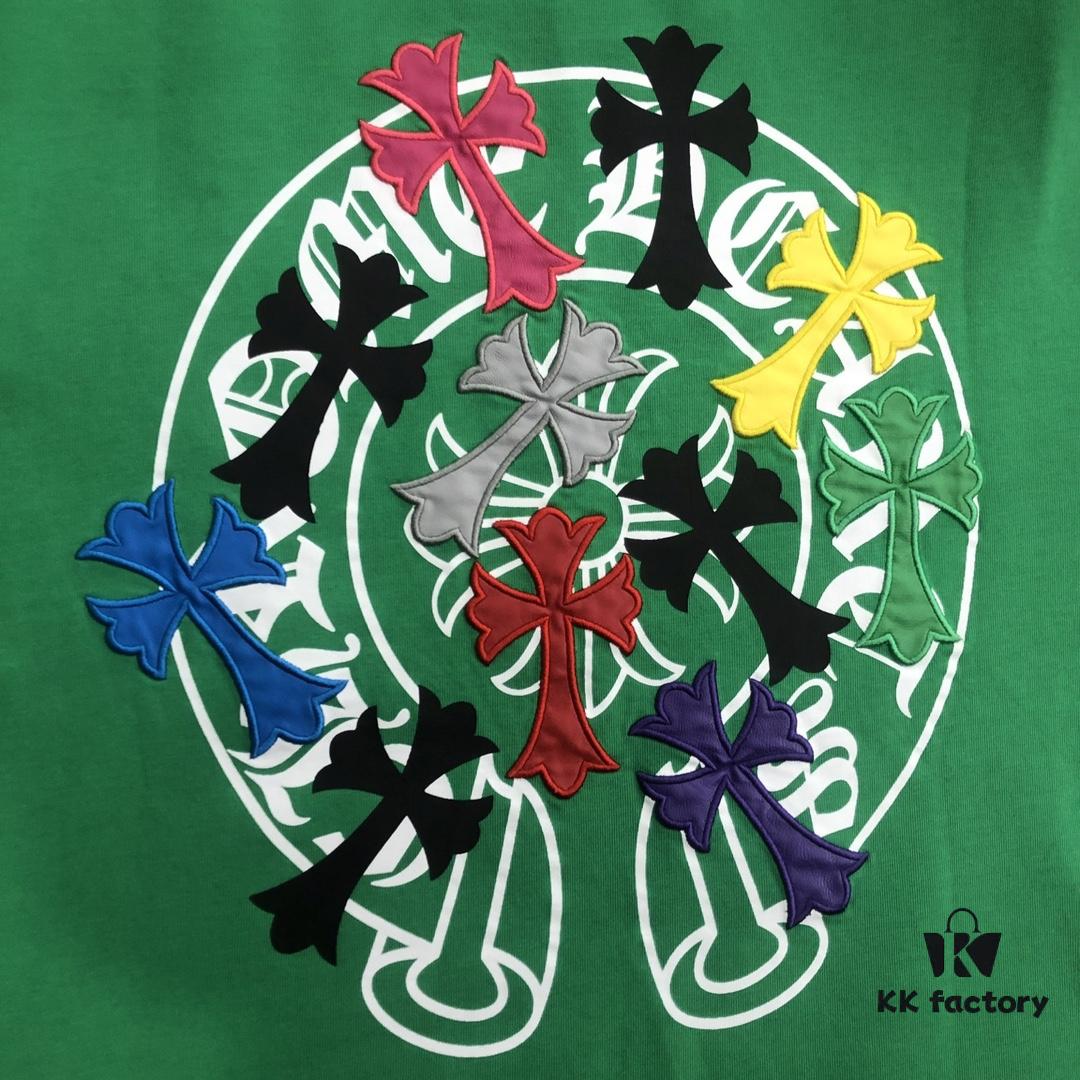 Chrome Hearts 2025 New Arrival Embroidered Graffiti Print Short Sleeve T-Shirt △ Original Fabric △ High Version △ Premium Quality Influencer & Celebrity Style 320g Garment Washed Embroidered Horse Hoof Cross Graffiti Design Extremely Versatile Stylish Unisex Tee Complete with Triple Tags Must-Have for Everyone