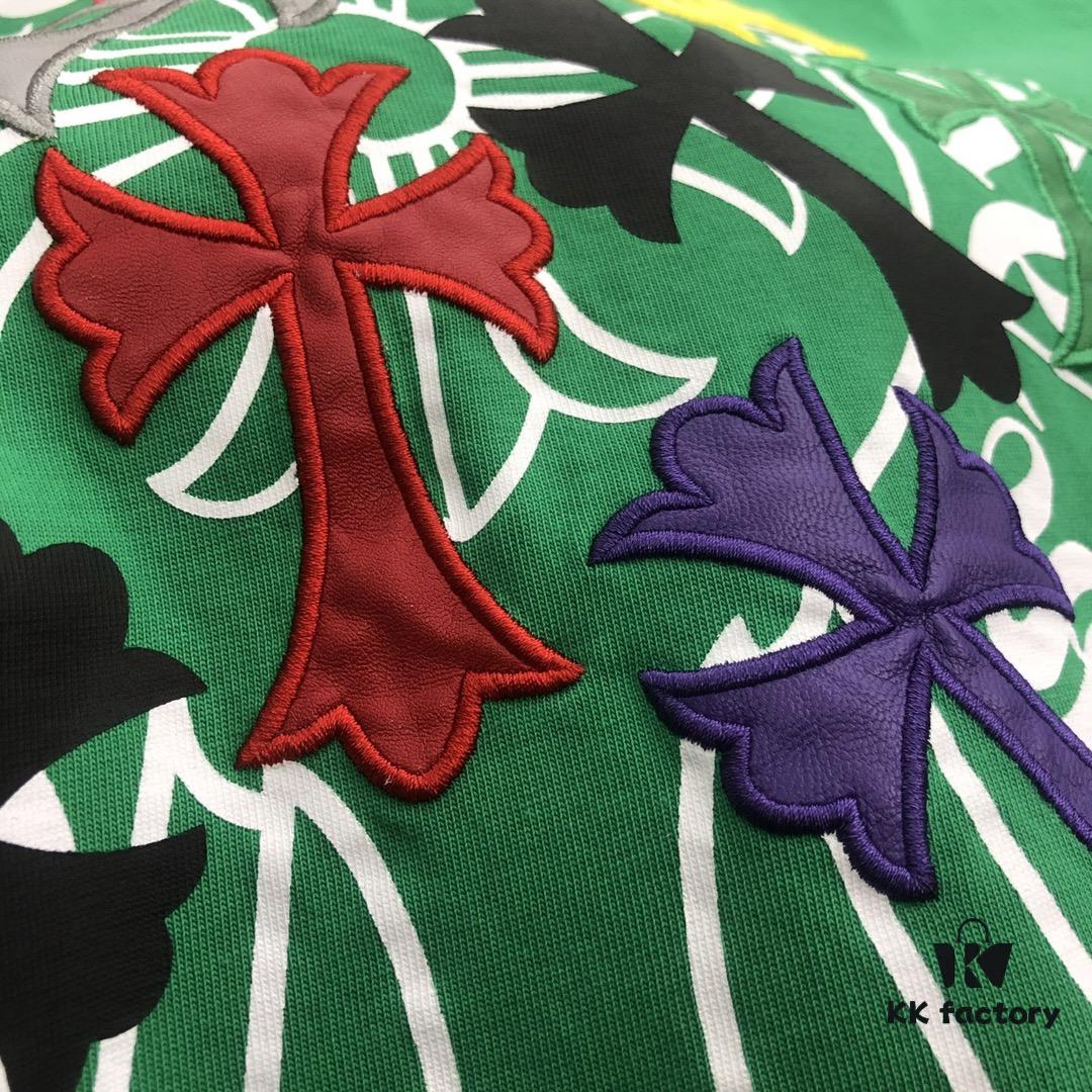 Chrome Hearts 2025 New Arrival Embroidered Graffiti Print Short Sleeve T-Shirt △ Original Fabric △ High Version △ Premium Quality Influencer & Celebrity Style 320g Garment Washed Embroidered Horse Hoof Cross Graffiti Design Extremely Versatile Stylish Unisex Tee Complete with Triple Tags Must-Have for Everyone