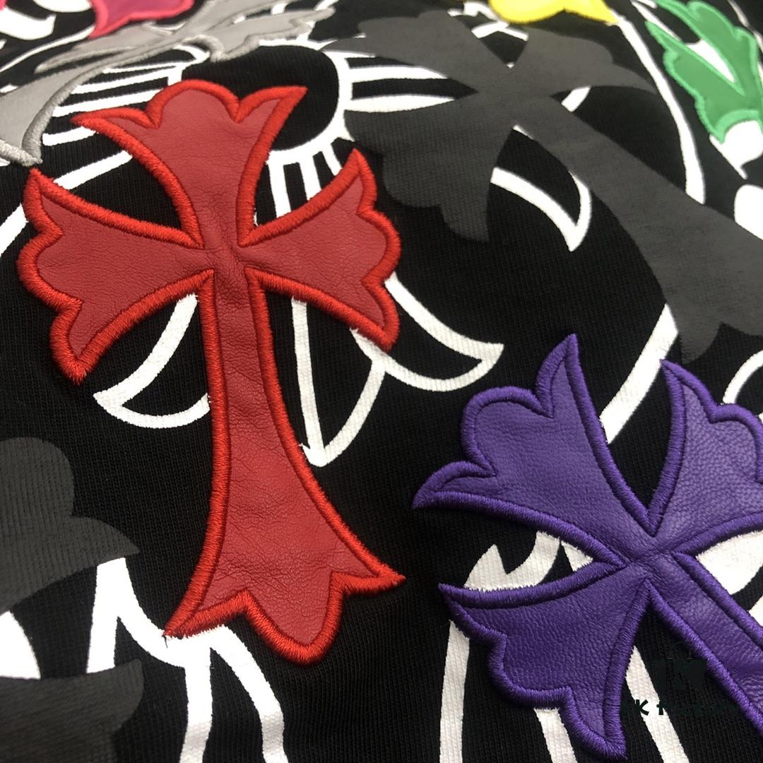 Chrome Hearts 2025 New Embroidered Graffiti Print Short Sleeve T-Shirt △ Original Fabric △ High Version △ Premium Quality Influencer & Celebrity Style 320g Garment Washed Embroidered Horse Hoof Cross Graffiti Design Ultra Versatile Stylish Unisex Tee Complete with Triple Tags Essential Wardrobe Staple