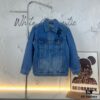 Chrome Hearts Couple's Heavy Washed Denim Jacket with Leather Back Panel and Full Logo Embellishment