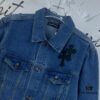 Chrome Hearts Couple's Heavy Washed Denim Jacket with Leather Back Panel and Full Logo Embellishment