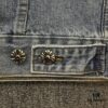 Chrome Hearts Cross Embroidered Washed Denim Jacket with Sanskrit Design for Couples