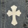 Chrome Hearts Cross Embroidered Washed Denim Jacket with Sanskrit Design for Couples