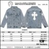 Chrome Hearts Cross Embroidered Washed Denim Jacket with Sanskrit Design for Couples