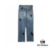 Chrome Hearts Graffiti Patchwork Monster Denim Jeans with Large Silver Buckle (Top Version)