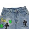 Chrome Hearts Graffiti Patchwork Monster Denim Jeans with Large Silver Buckle (Top Version)