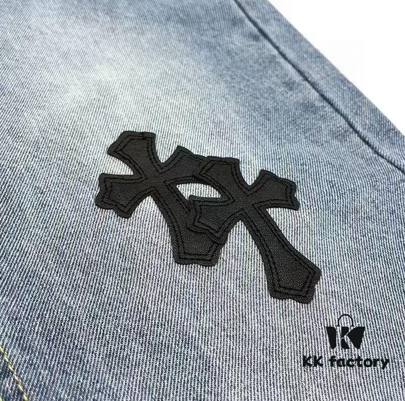 Chrome Hearts Graffiti Patchwork Monster Denim Jeans with Large Silver Buckle (Top Version)