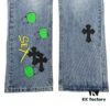 Chrome Hearts Graffiti Patchwork Monster Denim Jeans with Large Silver Buckle (Top Version)