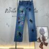 Chrome Hearts Graffiti Appliqué Monster Print Denim Jeans with Large Silver Buckle (Top Version)