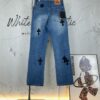 Chrome Hearts Graffiti Appliqué Monster Print Denim Jeans with Large Silver Buckle (Top Version)