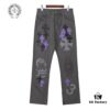Chrome Hearts Official Exclusive Graffiti Painted Purple Bull Denim Jeans