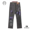Chrome Hearts Official Exclusive Graffiti Painted Purple Bull Denim Jeans