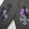 Chrome Hearts Official Exclusive Graffiti Painted Purple Bull Denim Jeans
