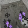 Chrome Hearts Official Exclusive Graffiti Painted Purple Bull Denim Jeans