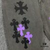 Chrome Hearts Official Exclusive Graffiti Painted Purple Bull Denim Jeans