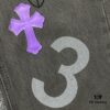 Chrome Hearts Official Exclusive Graffiti Painted Purple Bull Denim Jeans