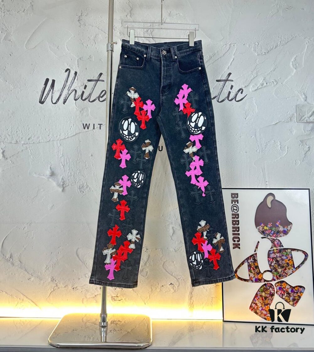 Chrome Hearts & Klutch Face Skull Patchwork Denim Jeans