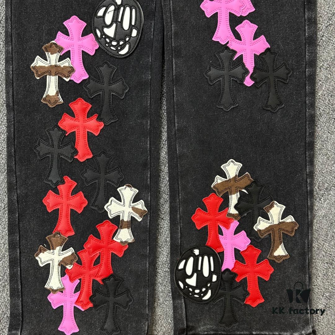 Chrome Hearts & Klutch Face Skull Patchwork Denim Jeans