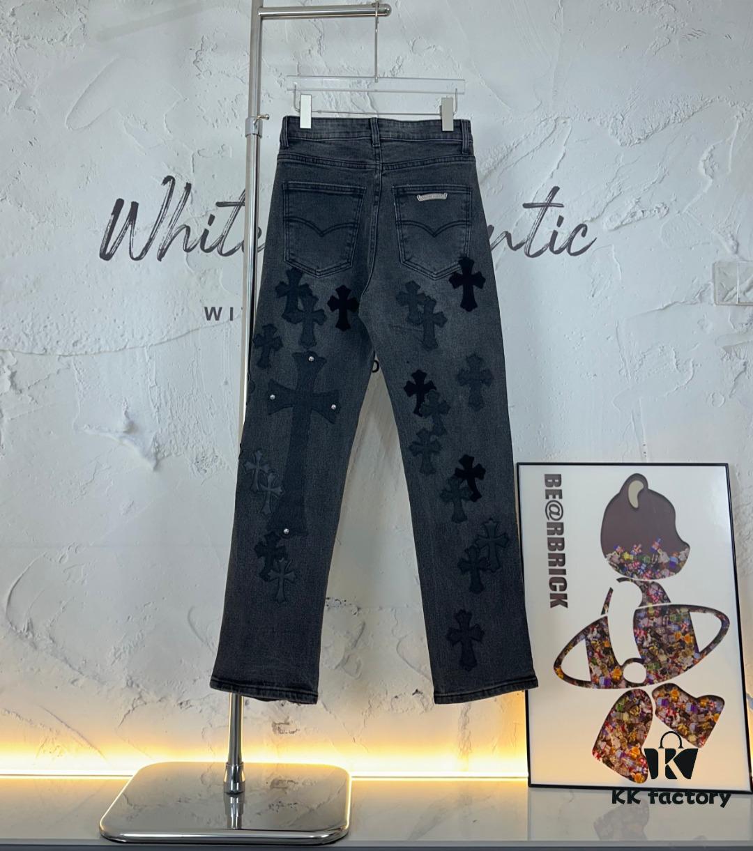 Chrome Hearts & CH Metal Cross New King Cow Denim Jeans