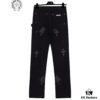 Chrome Hearts CH Cross Embellished Patchwork Leather Logging Jeans