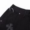 Chrome Hearts CH Cross Embellished Patchwork Leather Logging Jeans