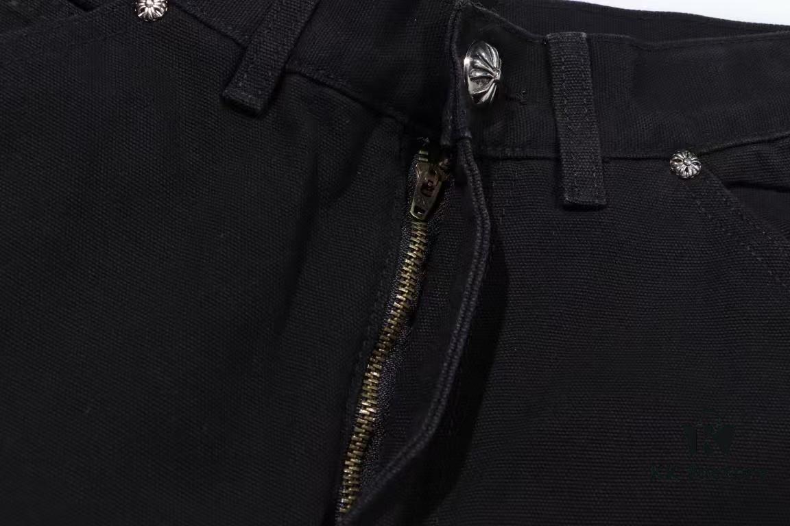 Chrome Hearts CH Cross Embellished Patchwork Leather Logging Jeans