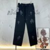 Chrome Hearts CH Cross Embellished Patchwork Leather Logging Jeans