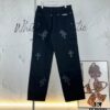 Chrome Hearts CH Cross Embellished Patchwork Leather Logging Jeans
