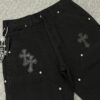 Chrome Hearts CH Cross Embellished Patchwork Leather Logging Jeans