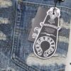 Chrome Hearts & CH Blue Washed Heavily Distressed Patchwork Denim Jeans