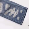 Chrome Hearts & CH Blue Washed Heavily Distressed Patchwork Denim Jeans