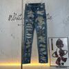 Chrome Hearts & Klutch CH Blue Washed Destroyed Patch Denim Jeans