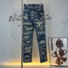 Chrome Hearts & Klutch CH Blue Washed Destroyed Patch Denim Jeans