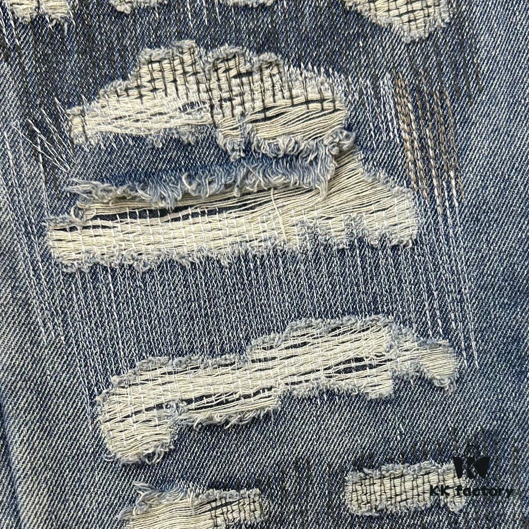 Chrome Hearts & Klutch CH Blue Washed Destroyed Patch Denim Jeans