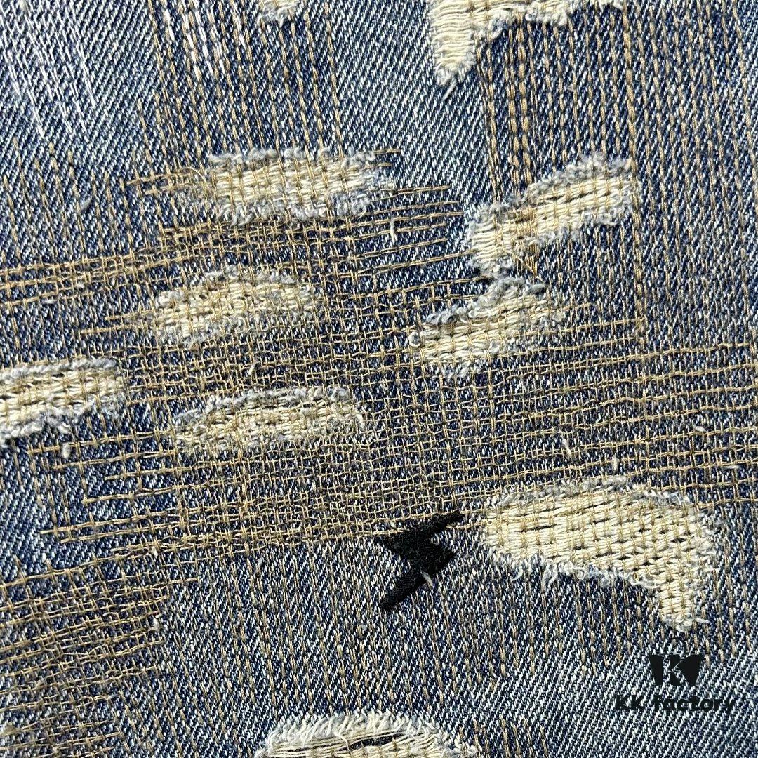 Chrome Hearts & Klutch CH Blue Washed Destroyed Patch Denim Jeans