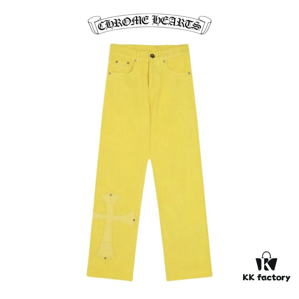 Chrome Hearts CH New York Limited Yellow Dopamine Denim Jeans Unisex Streetwear