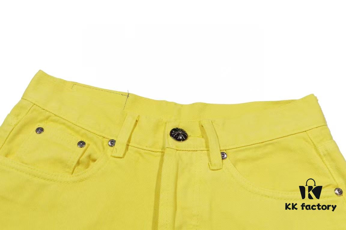 Chrome Hearts CH New York Limited Yellow Dopamine Denim Jeans Unisex Streetwear